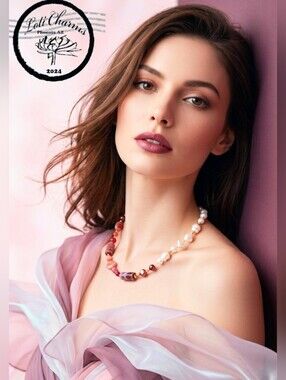Natural Cherry Red Jade & White Baroque Pearls In Assymetrical Freeform Necklace